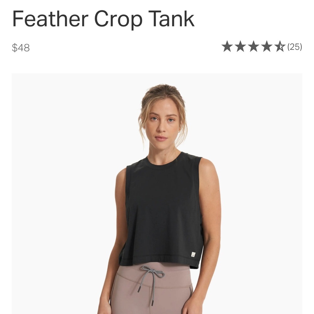 Vuori Womens Feather Crop Tank - Size Small